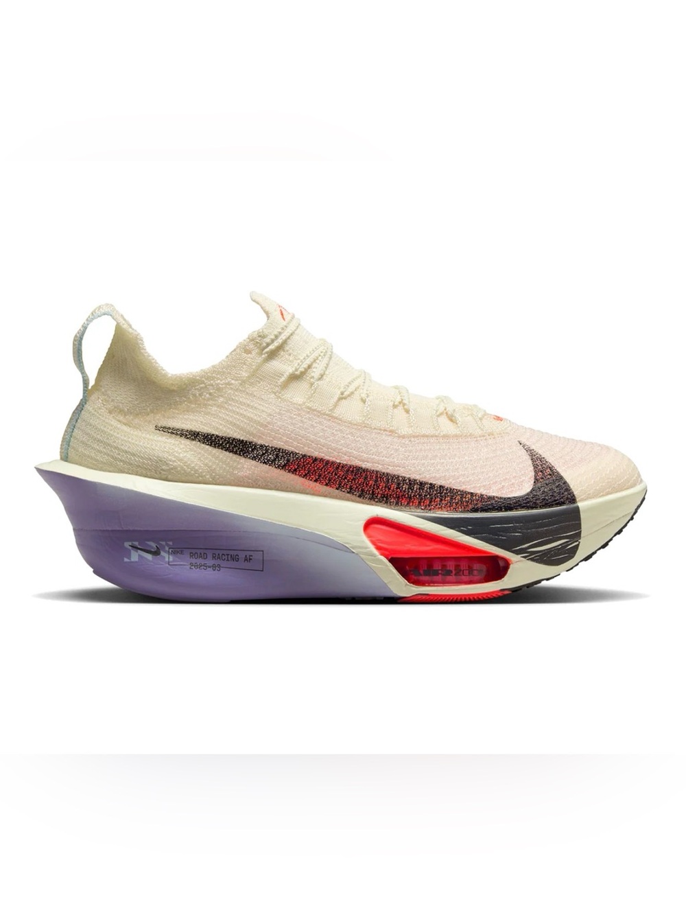 Nike Women’s Cream Knit Sneakers with Red Purple & Black Swoosh, Sz 10